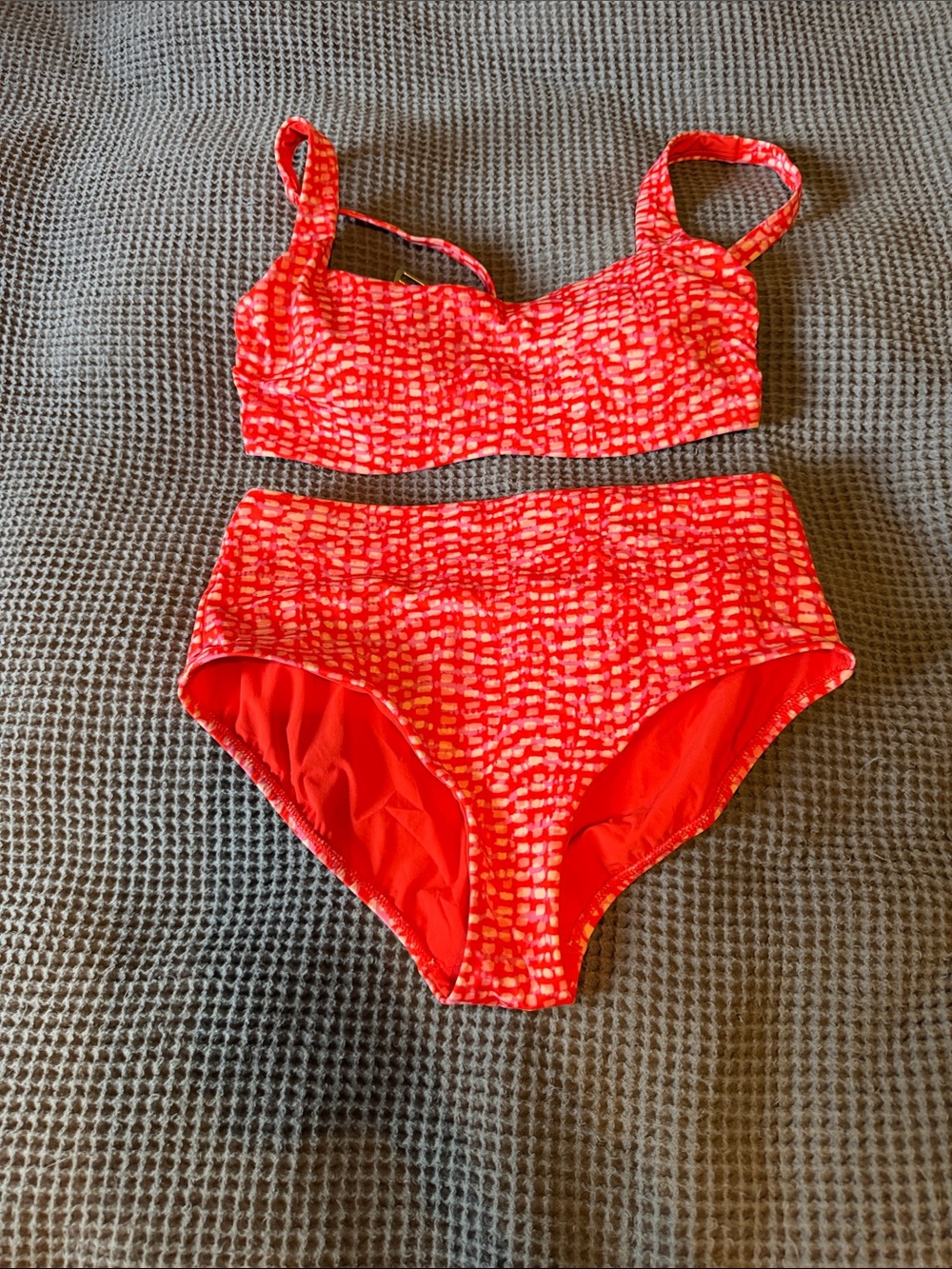 Athleta Red Patterned High-Waist Bikini Set